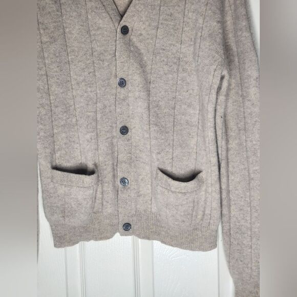 Charter Club Room M Beige 100% PURE WOOL Cable Knit Grandpa Style Men Cardigan - Picture 3 of 6